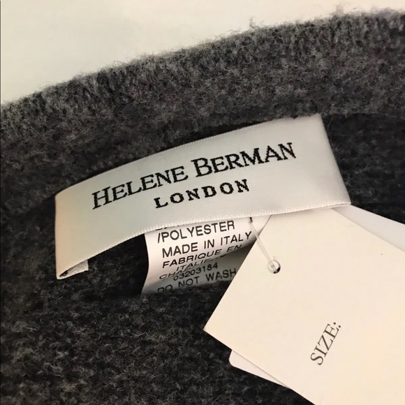 New HELENE BERMAN Studded Wool Blend Teddy Bear Hat Gray Women Beanie Italy - Picture 7 of 9